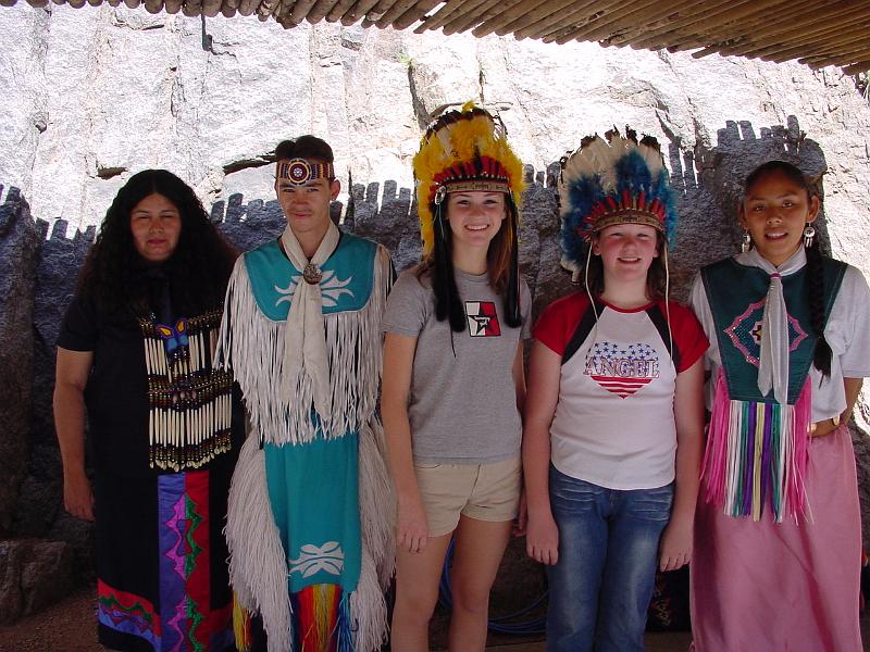 DSC05724.JPG - 2002 - Seven Falls, Colorado Springs, CO - Gretchen & Stephanie with Native Americans
